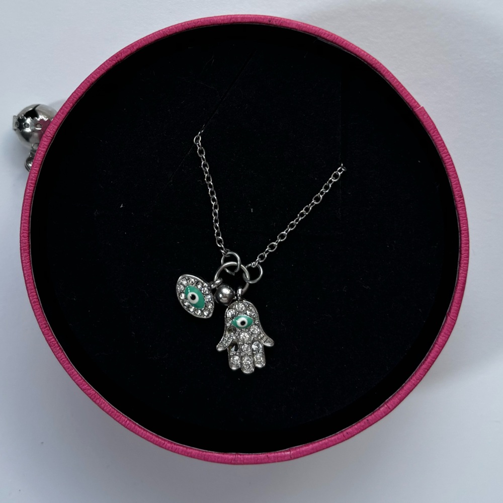 Hamsa Hand and Evil Eye Pendant Necklace Jewelry with Turquoise